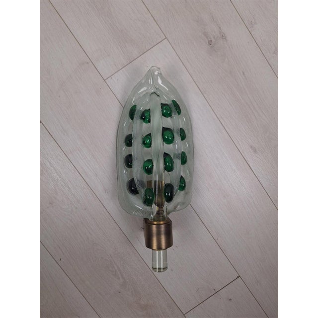 Large Wall Light in Brass and Murano Glass, 1990s For Sale - Image 4 of 11