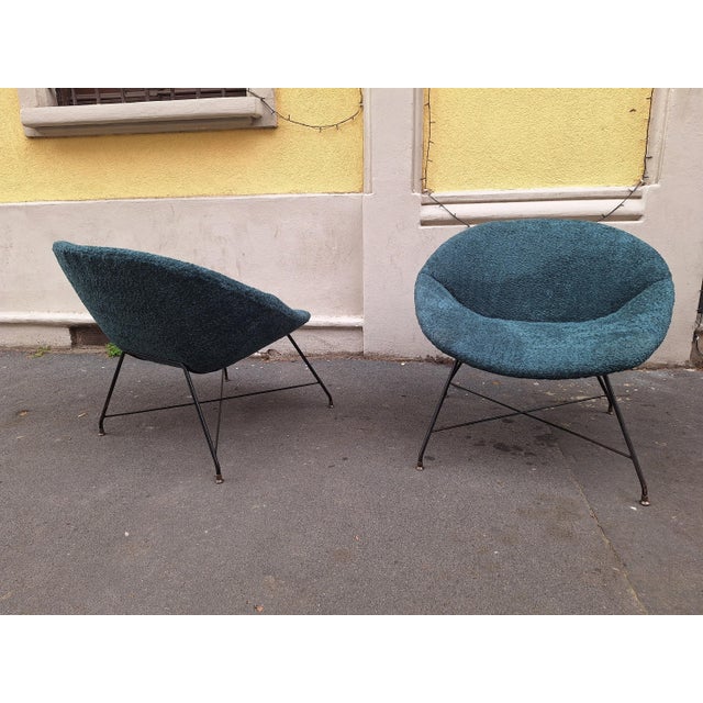 Saporiti Italia Minoletta Armchairs in Green Fabric by Augusto Bozzi for Saporiti, 1950s, Set of 2 For Sale - Image 4 of 14