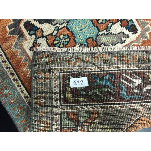 Vintage Muted Turkish Handmade Orange and Gray Small Rug For Sale - Image 4 of 6