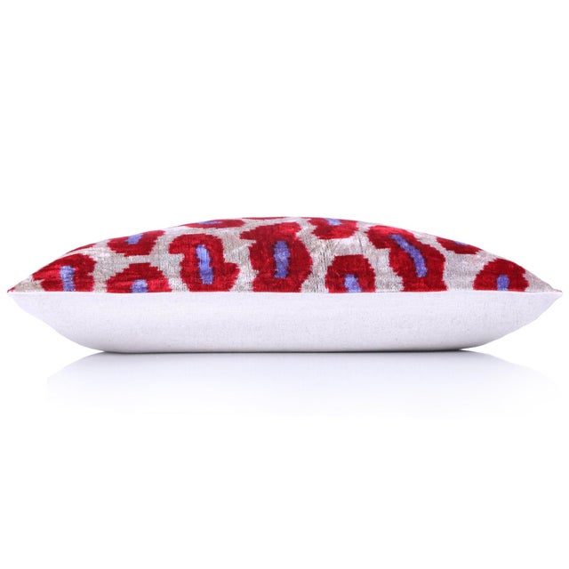 Mid-Century Modern Handmade Velvet Pillow – Red & Lilac Oval Pattern, 16x24" For Sale - Image 3 of 8