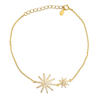 Stellar Star Gold & Diamond Chain Bracelet For Sale