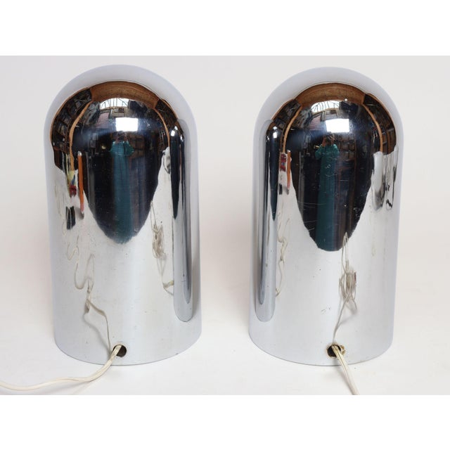 1960s 1960s Italian Modern Space Age Sculptural Chrome "Helmet" Table Lamps - a Pair For Sale - Image 5 of 18