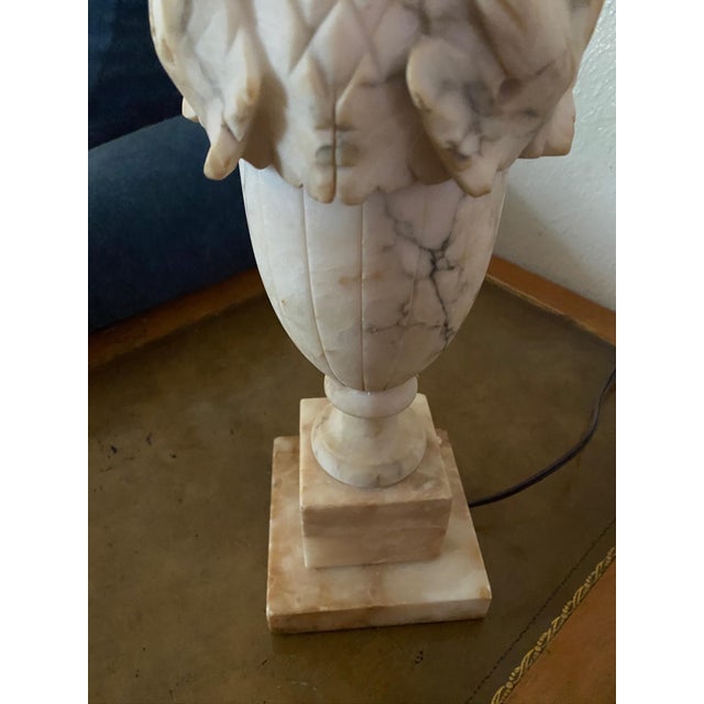 Stone Mid 20th Century Neoclassical Carved Stone Italian Alabaster Urn Lamp For Sale - Image 7 of 11