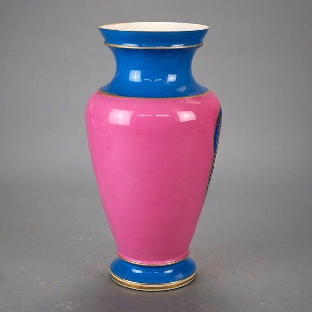 Antique French Old Paris Porcelain Genre Portrait Vase with Children 19th Century For Sale - Image 6 of 11