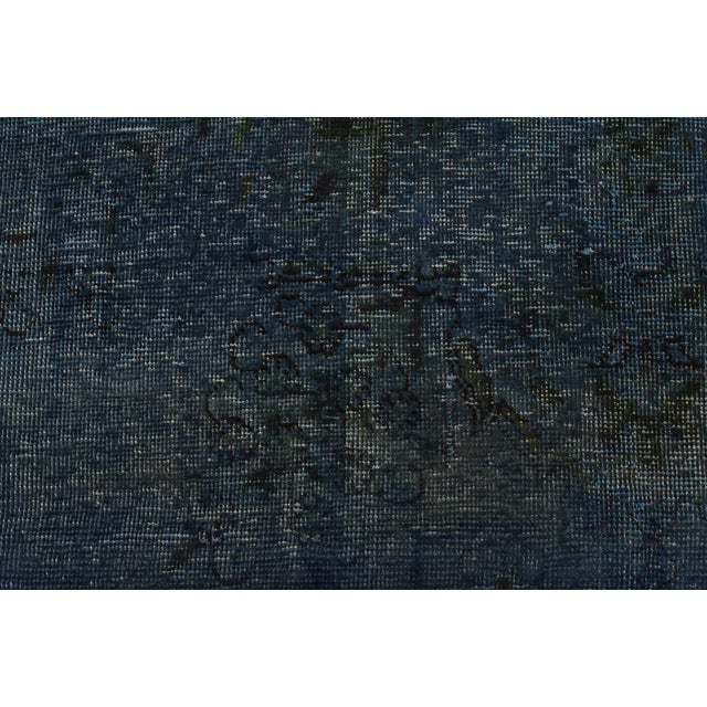 Tabriz Rug 9’4” X 12’5” Blue Wool Vintage Overdyed Hand-Knotted Carpet For Sale - Image 10 of 15