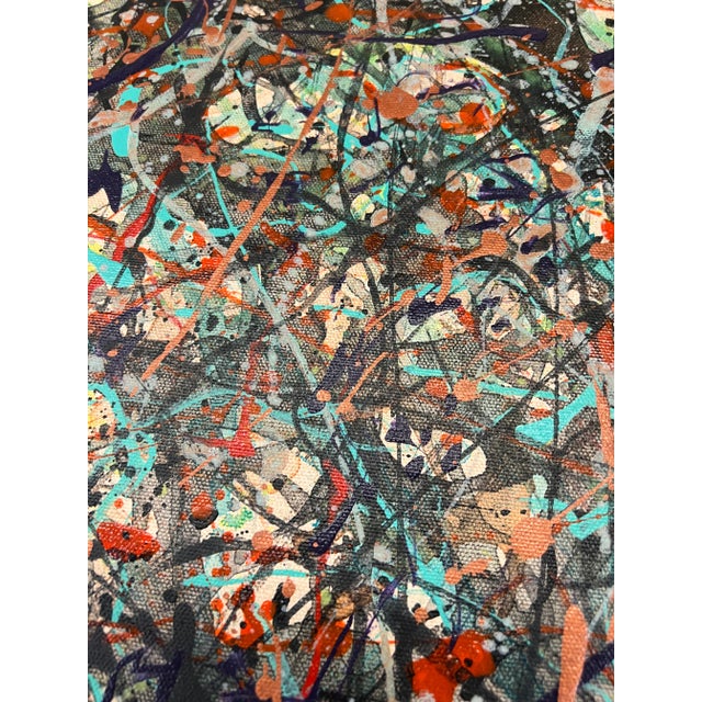 Green Vintage Abstract Expressionist Painting Signed Newell For Sale - Image 8 of 12