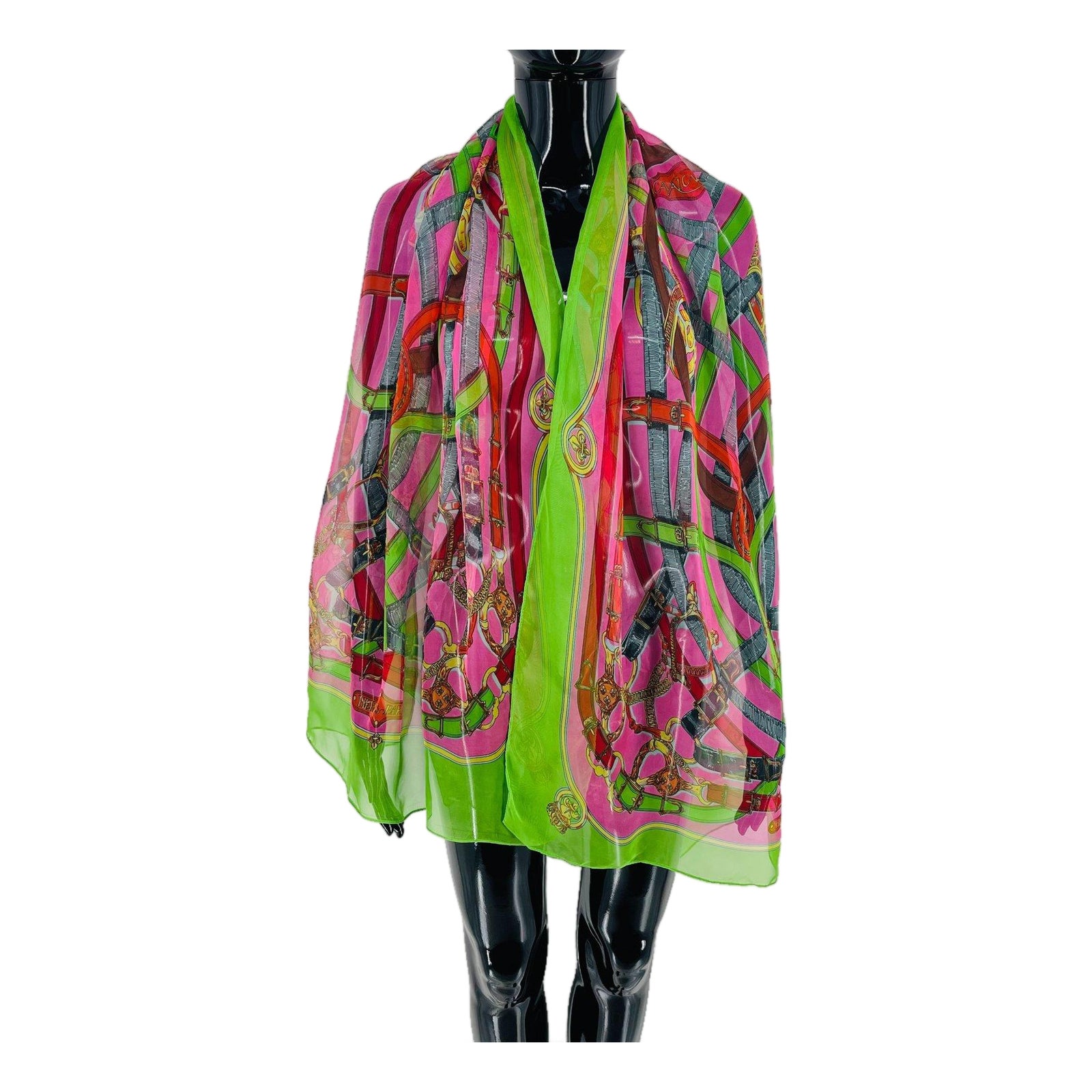 Hermes Green Printed 100% Silk Scarf | Chairish
