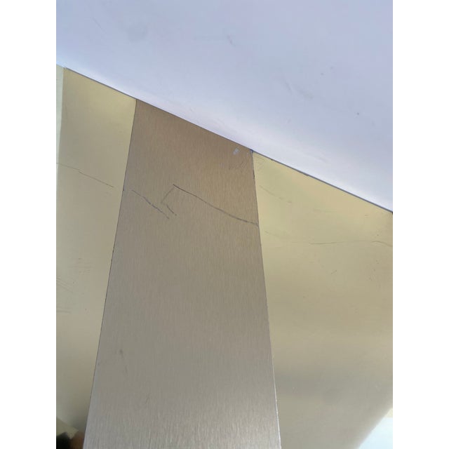 Metal Paul Evans Style Mid-Century Modern Gold Cityscape Triangular End Side Table For Sale - Image 7 of 11