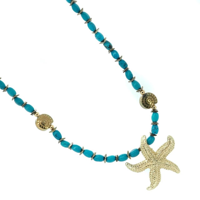 Turquoise Ocean Spirit Starfish & Turquoise Choker Necklace For Sale - Image 8 of 9
