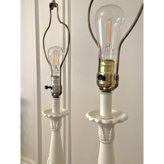 Metal A Pair of Neoclassical Revival Porcelain, Ceramic & Bras Table Lamps For Sale - Image 7 of 12