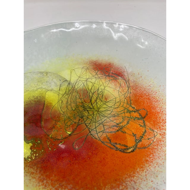 Vintage Art Glass Shallow Bowl For Sale - Image 11 of 12