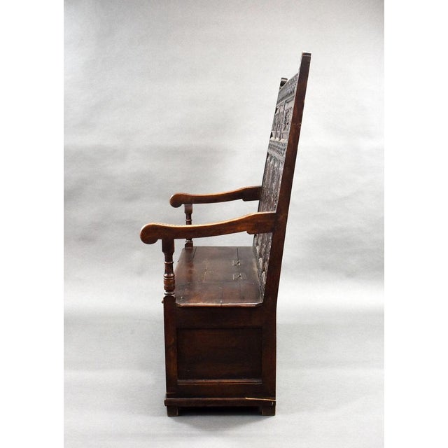 Late 18th Century Antique Carved Oak Bench, 1780 For Sale - Image 5 of 8