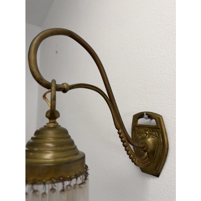 Metal Early Art Deco Brass and Glass Wall Sconces, 1919, Set of 2 For Sale - Image 7 of 9