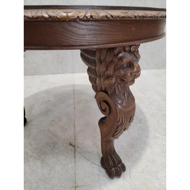 Early 20th Century Early 20th Century Antique French Carved Figural Oak Entry Table For Sale - Image 5 of 9