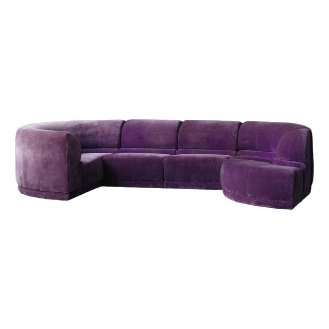Modular Velvet Sofa from Roche Bobois, France, 1970s, Set of 5 For Sale