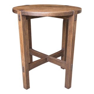 Early 20th Century Mission Oak Lamp Table Attributed to Gustav Stickley For Sale