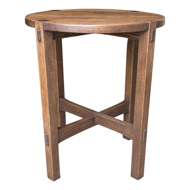 Early 20th Century Mission Oak Lamp Table Attributed to Gustav Stickley For Sale