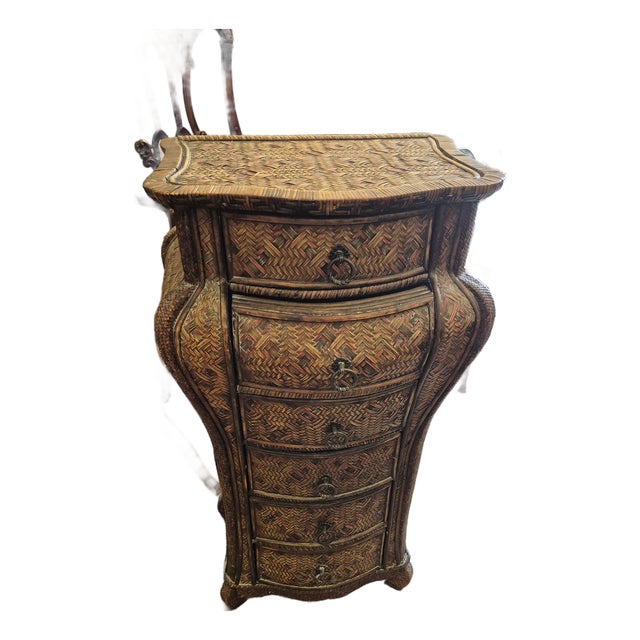 Vintage Wicker and Rattan Bombay Chest For Sale
