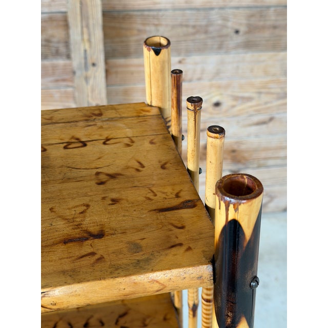 19th Century Victorian Aesthetic Movement Burnt Bamboo Etagere Shelf For Sale - Image 9 of 12