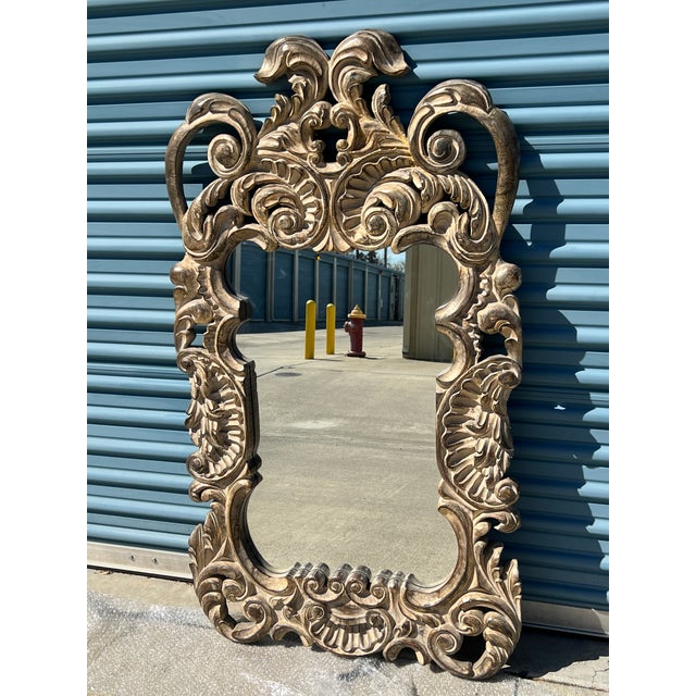 Richly detailed, this large Spanish Rococo Style carved resin mirror was custom made for our company by a Mexican artisan...