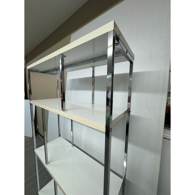 2020s Modern White + Chrome Etagere For Sale - Image 5 of 12