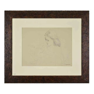 Sigfrido Oliva, Portrait of a Girl, Drawing on Paper, 1987 For Sale