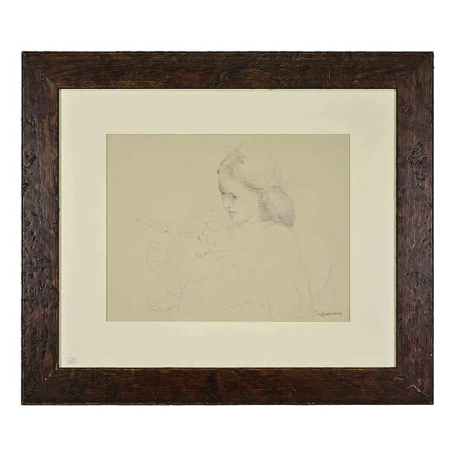 Sigfrido Oliva, Portrait of a Girl, Drawing on Paper, 1987 For Sale