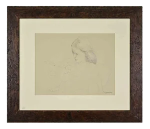 Sigfrido Oliva, Portrait of a Girl, Drawing on Paper, 1987