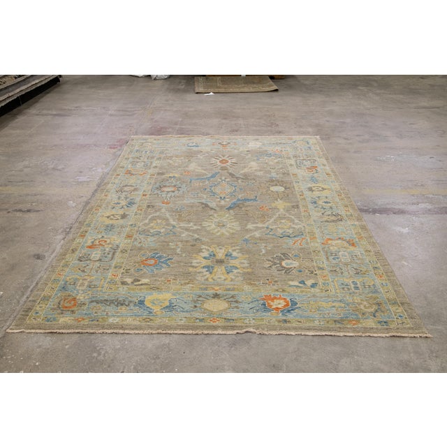 6 X 10 Modern Hand-Knotted Sultanabad Brown Wool Rug With Floral Design For Sale - Image 13 of 13