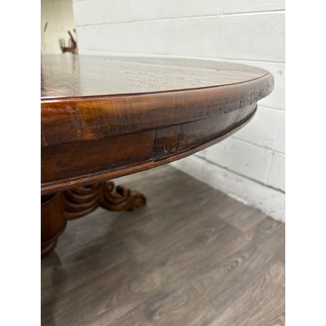 Antique French Renaissance Revival Victorian Renaissance Solid Oak Dining Table For Sale - Image 10 of 18