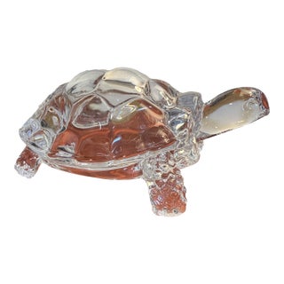Crystal Clear Glass Tortoise Sculpture For Sale