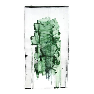 Contemporary Abstract Acrylic on Hahnemühle Paper Painting "Mad Green 9" by Emma Godebska