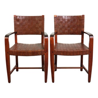 Shaker Chairs with Woven Leather Seats and Backrests from Schuitema, Set of 2 For Sale
