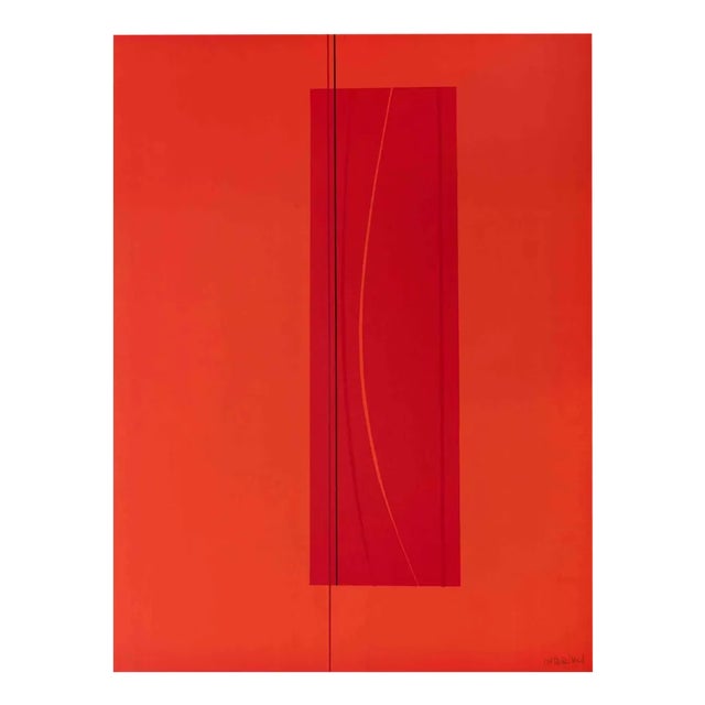 Lorenzo Indrimi, Red Six, Lithograph, 1970s For Sale