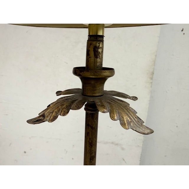 Metal Vintage Lampcrafters Tall Brass Table Lamps With Black Shades, Pair For Sale - Image 7 of 12