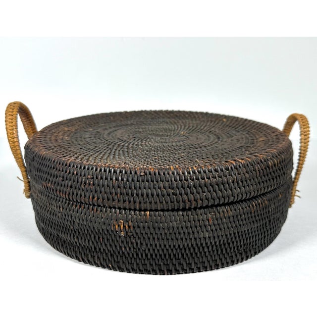 Native American Style Hand-Woven Lidded Basket for your consideration. The basket measures approx. 4 inches tall with...