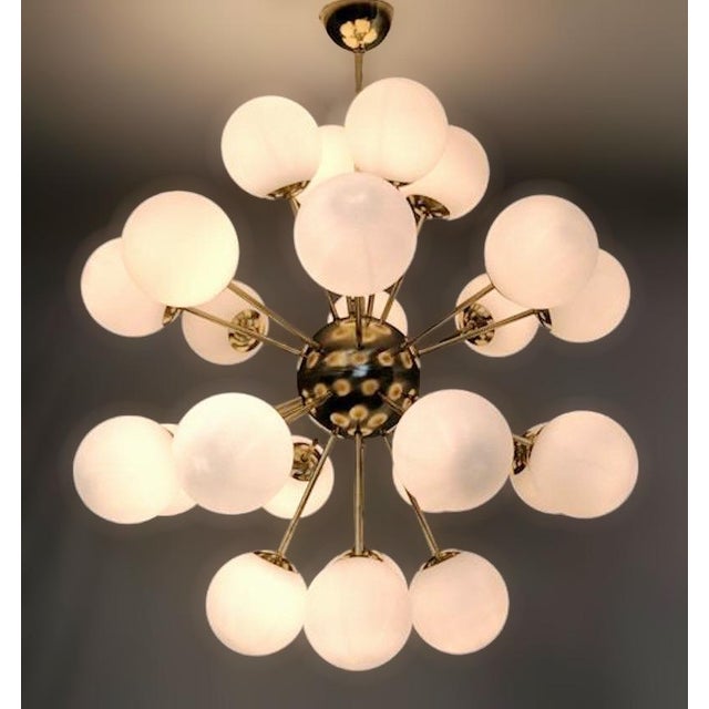 Not Yet Made - Made To Order 21st Century Nova Natural Brass Matte White Murano Sputnik Chandelier by Fabio LTD For Sale - Image 5 of 7