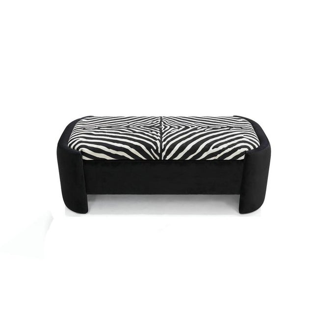 Enigma Bench in Zebra and Black Velvet by Moanne For Sale - Image 4 of 5