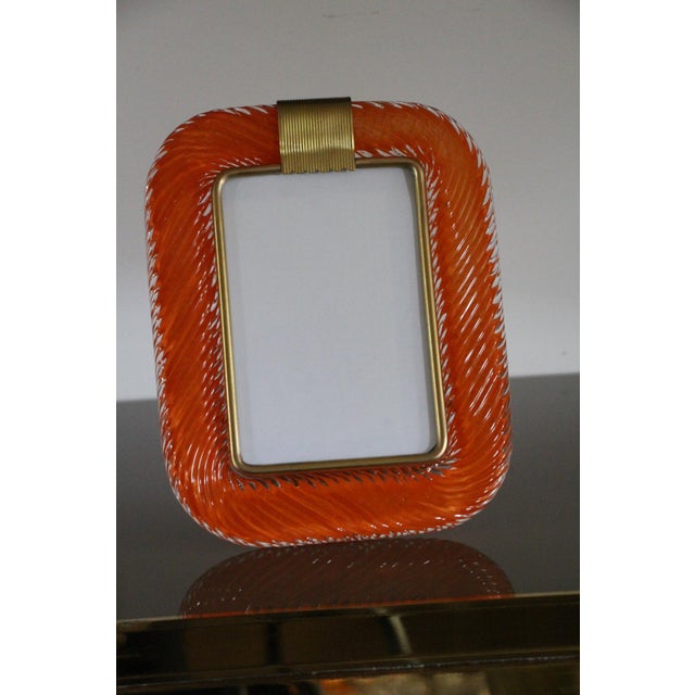Orange Twisted Murano Glass and Brass Photo Frame, 2000s For Sale - Image 15 of 15