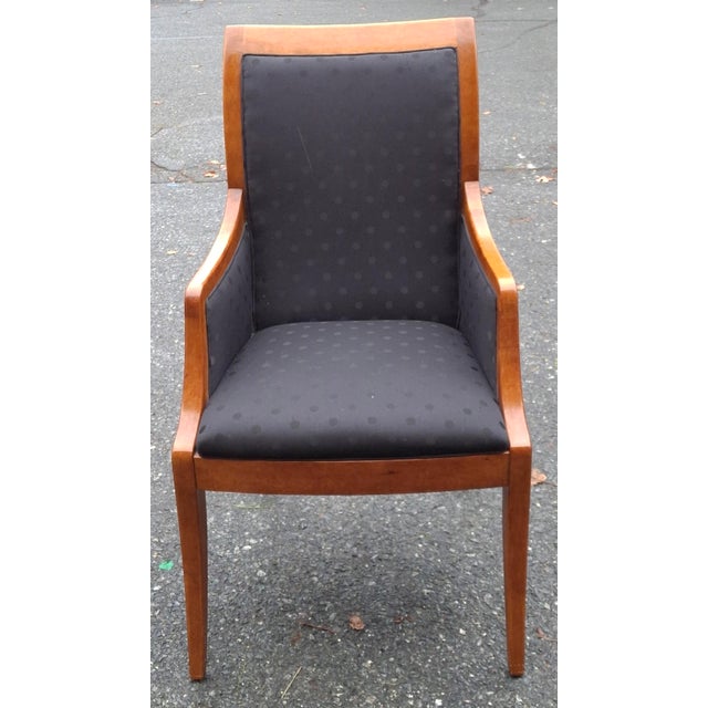 Black Pair Hickory White Biedermeier Inspired Maple and Upholstered Armchairs For Sale - Image 8 of 10