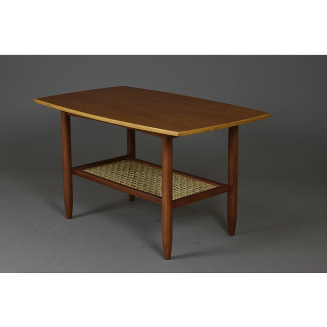 Scandinavian Modern Coffee Table with Rattan Shelf, 1960s For Sale - Image 6 of 11