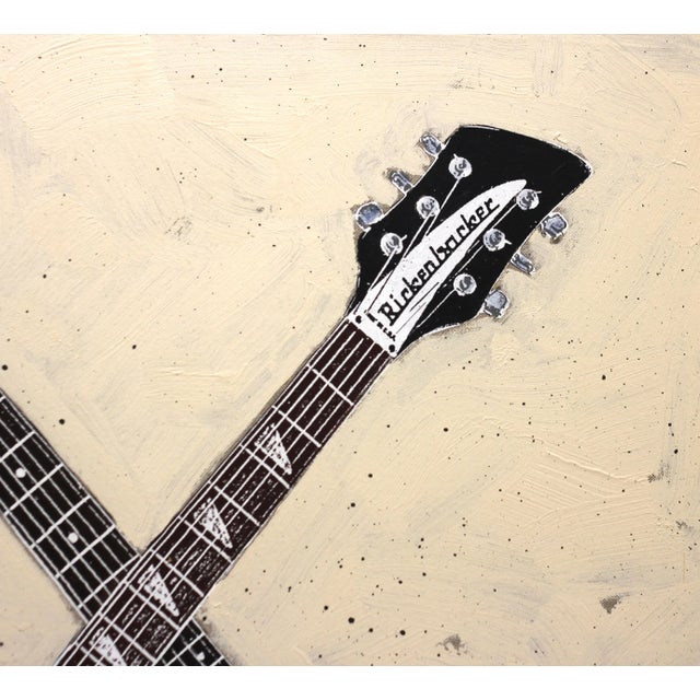 Music Inspired Acrylic Painting of Guitars on Canvas "Double Trouble" Original Artwork by Carl Smith For Sale - Image 4 of 4