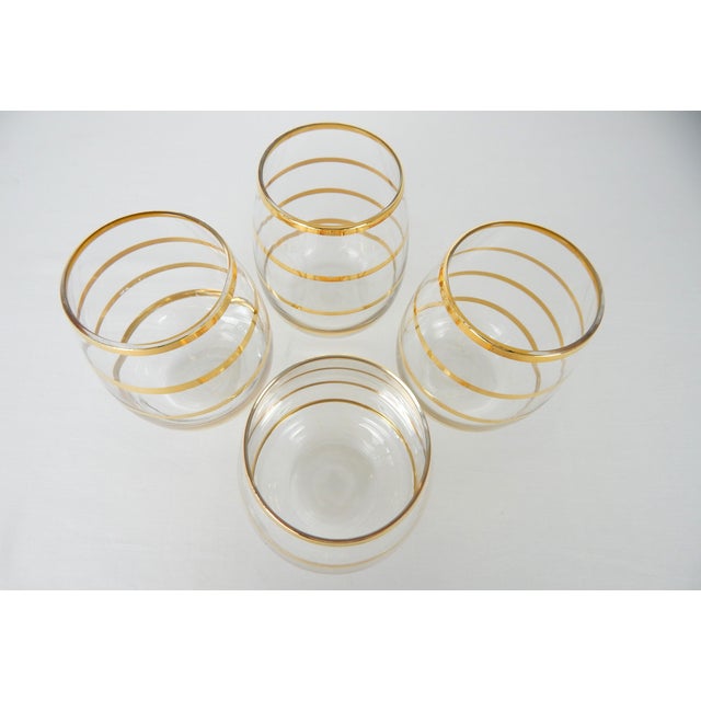 Vintage Striped Gold Lowballs- Set of 4 For Sale In Orlando - Image 6 of 11