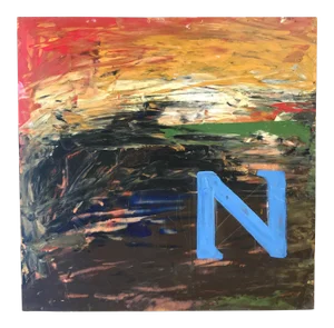 Modern Abstract Oil Painting - N Typography