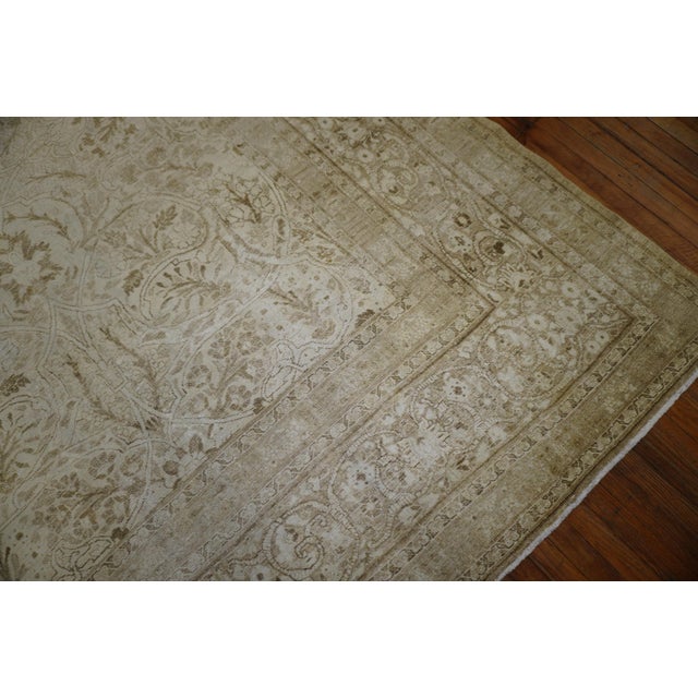 Zabihi Collection Large White Antique Persian Tabriz Rug For Sale - Image 4 of 12
