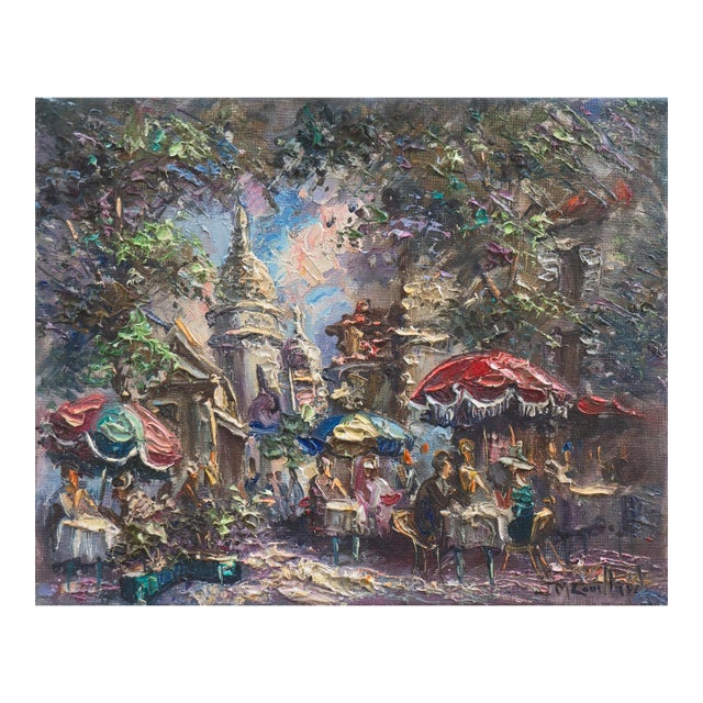 'Montmartre, La Place Du Tertre en Été' by Jean Marie Couillard, 1970, Paris in Summer, Nancy, Parisian Street Scene For Sale