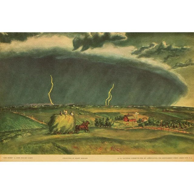 Avocado 1937 After John Steuart Curry, "Line Storm" Cottage Style Vintage Print For Sale - Image 8 of 9