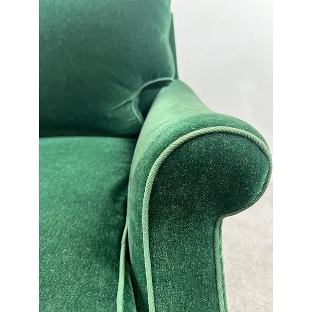 Hollywood Regency Style Custom Overstuffed Emerald Velvet Armchair For Sale - Image 9 of 17