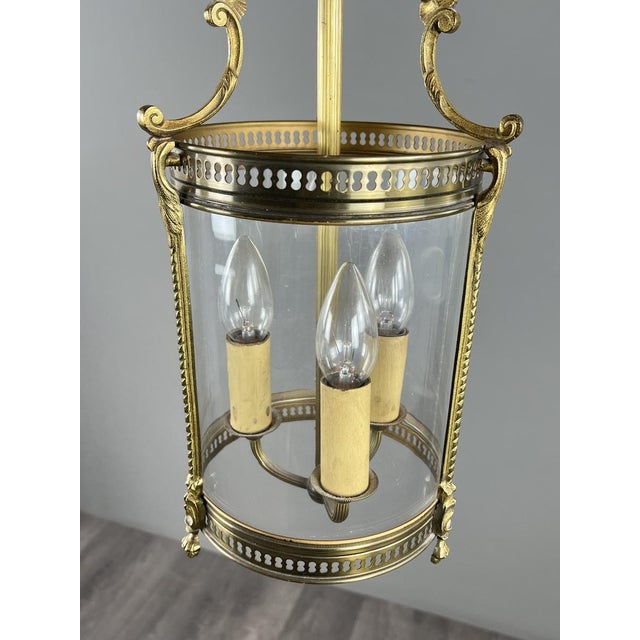 20th Century Louis XVI Lantern in Bronze and Glass For Sale - Image 6 of 11