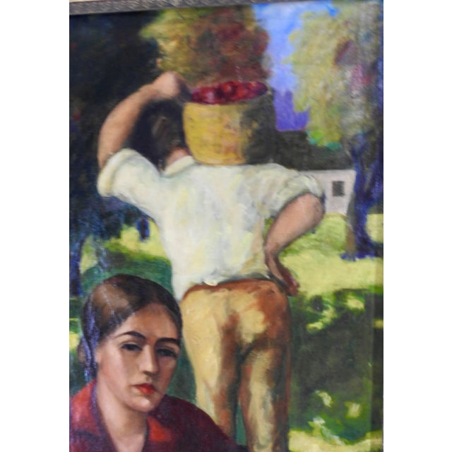 Portraiture Early 19th Century Oil on Canvas Apple Orchard For Sale - Image 3 of 10